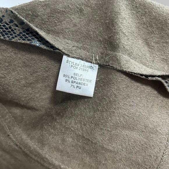 Skies Are Blue Snakeskin Moto Jacket M Olive Cropped Vegan Suede Indie Sleaze - Picture 9 of 16